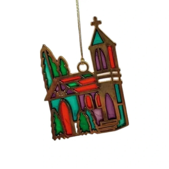 Russ Berrie & CO Holiday Highlights 1980s Vintage Ornament CHRISTMAS CHURCH HM24 - Picture 4 of 16